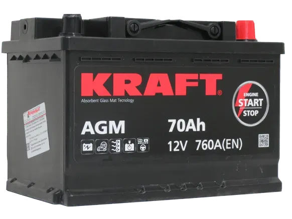 Аккумулятор KRAFT AGM 70Ah 760A R+