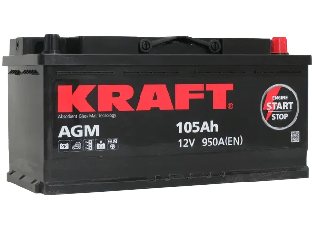 Аккумулятор KRAFT AGM 105Ah 950A R+