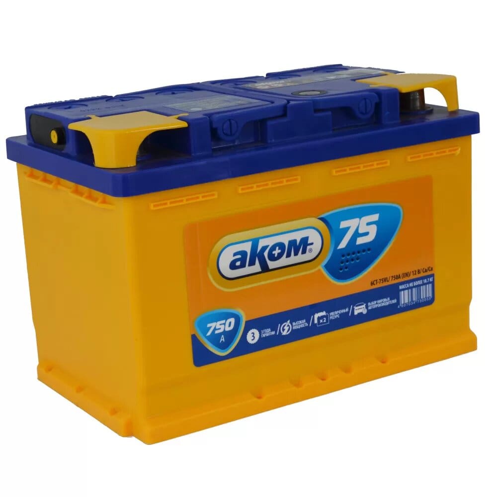 Аккумулятор AKOM 75Ah 750A L+