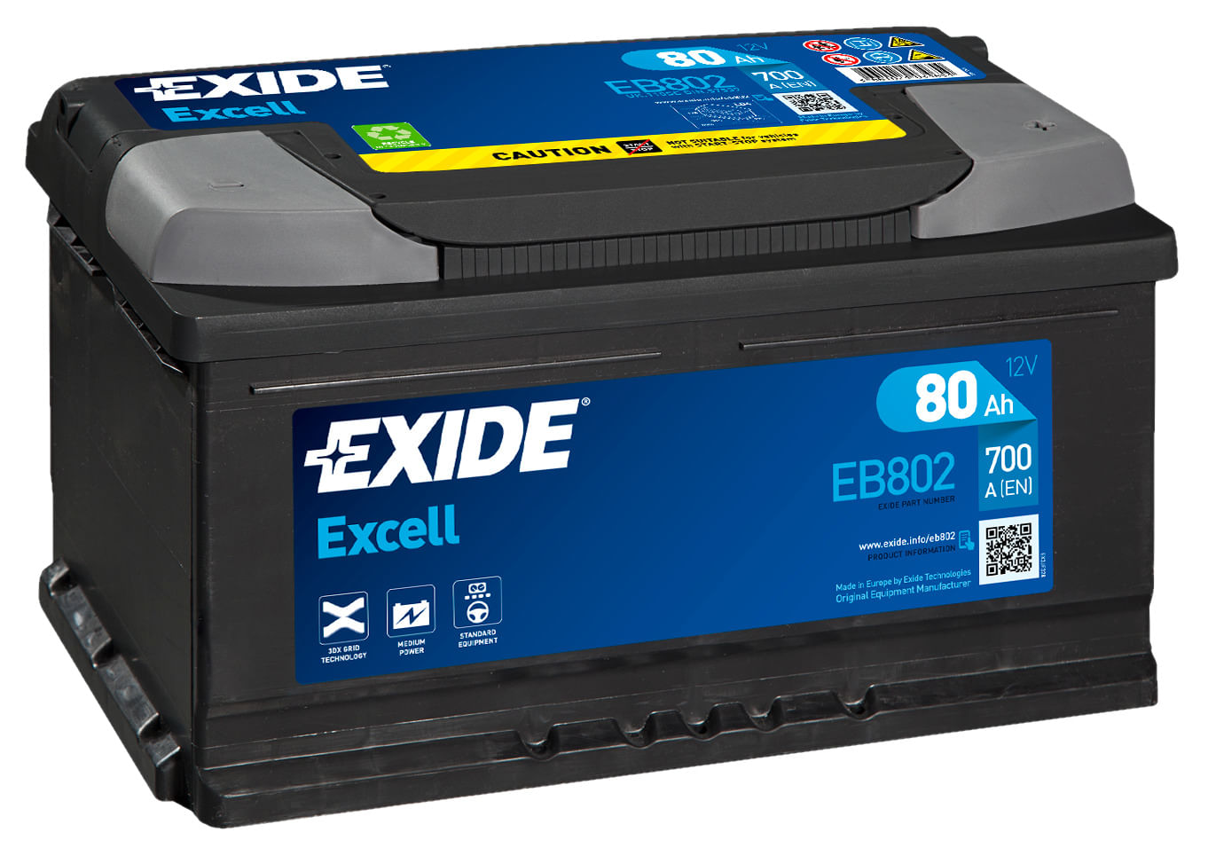 Аккумулятор EXIDE Excell 80Ah 700A R+