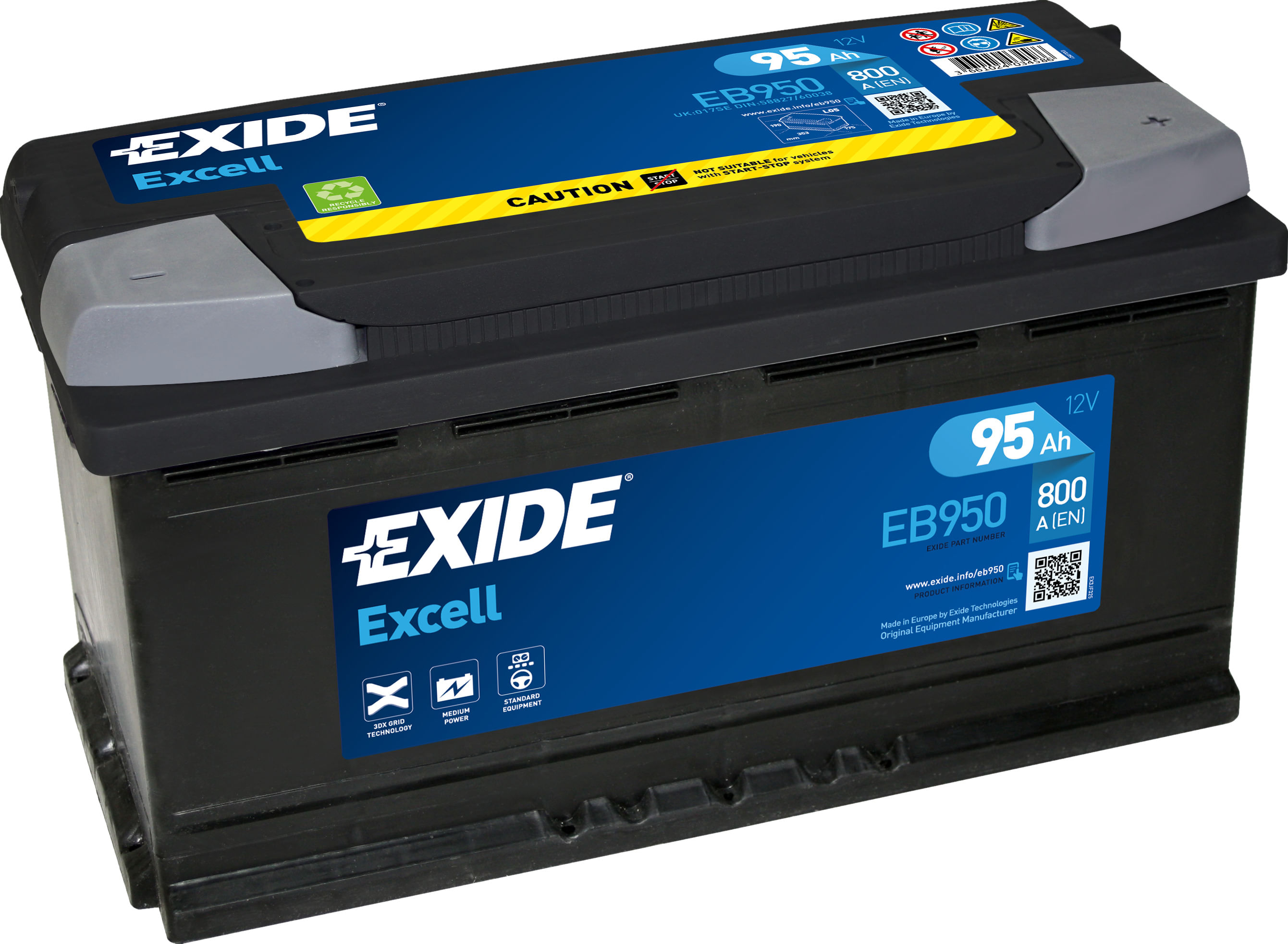 Аккумулятор EXIDE Excell 95Ah 800A R+