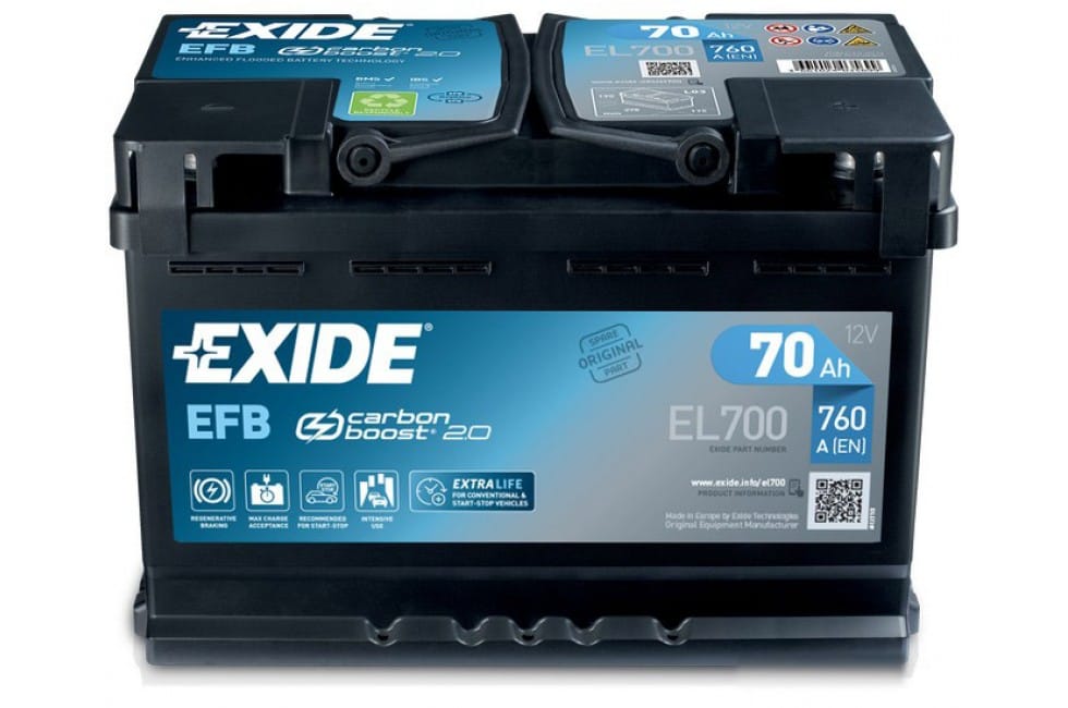 Аккумулятор EXIDE EFB 70Ah 760A R+