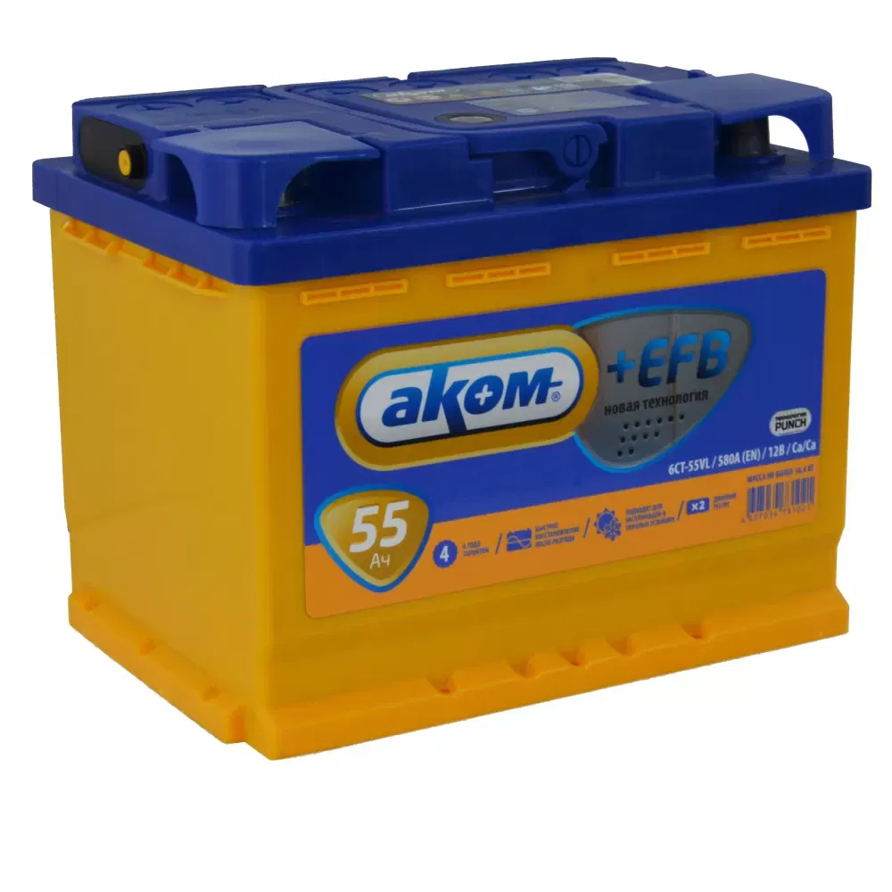 Аккумулятор AKOM +EFB 55Ah 550A L+