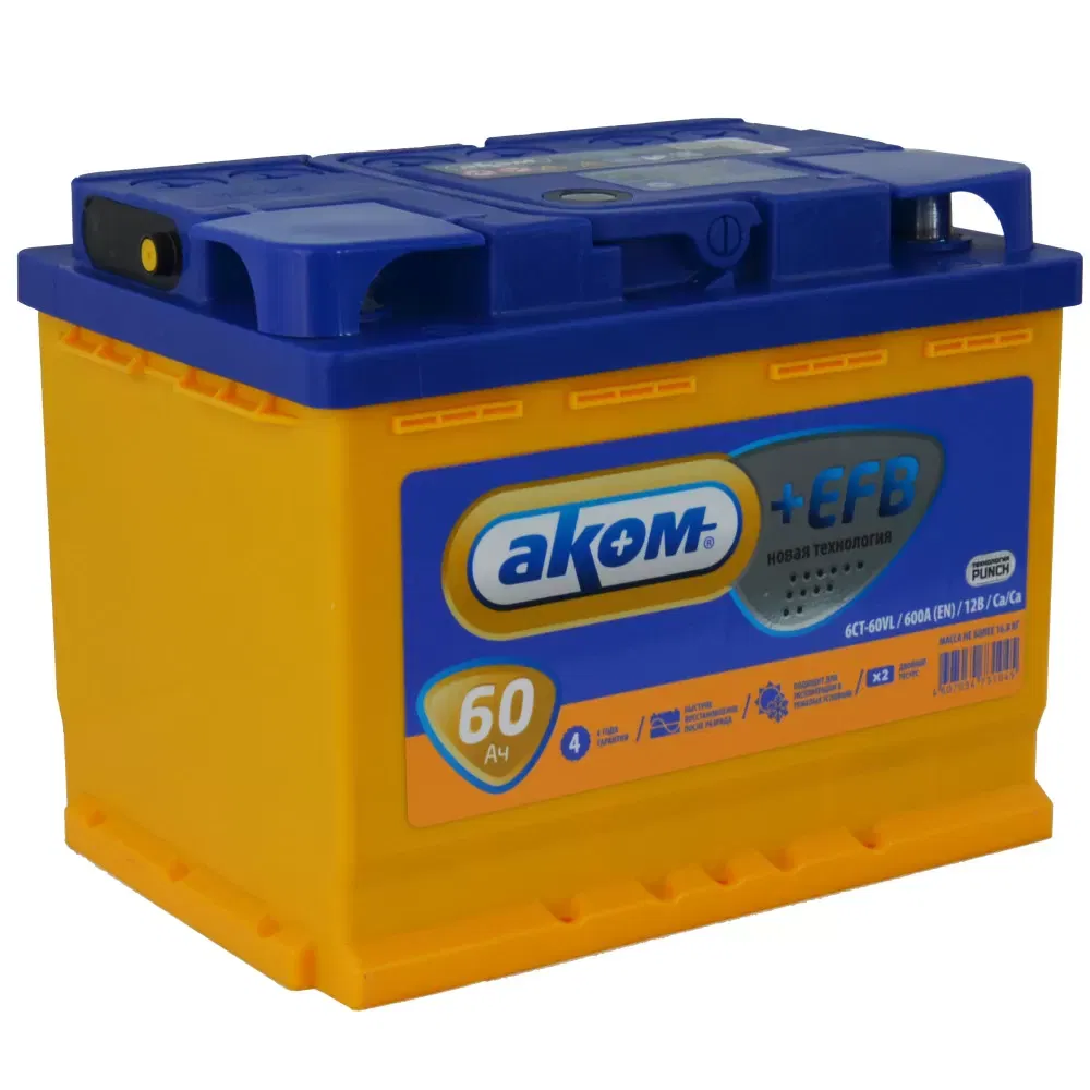 Аккумулятор AKOM +EFB 60Ah 600A L+