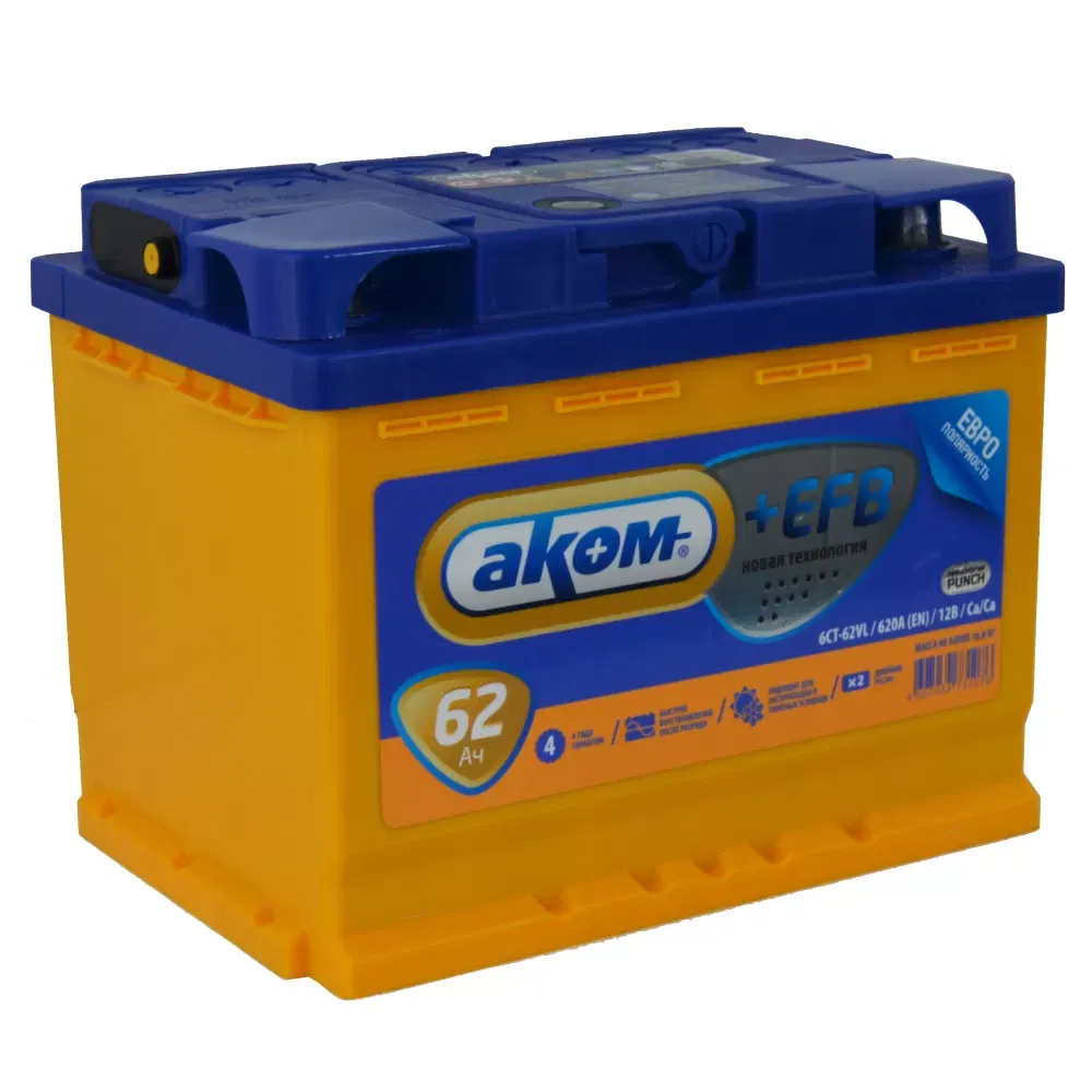 Аккумулятор AKOM +EFB 62Ah 620A R+