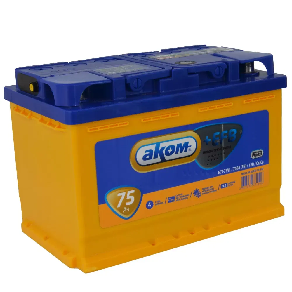 Аккумулятор AKOM +EFB 75Ah 750A L+