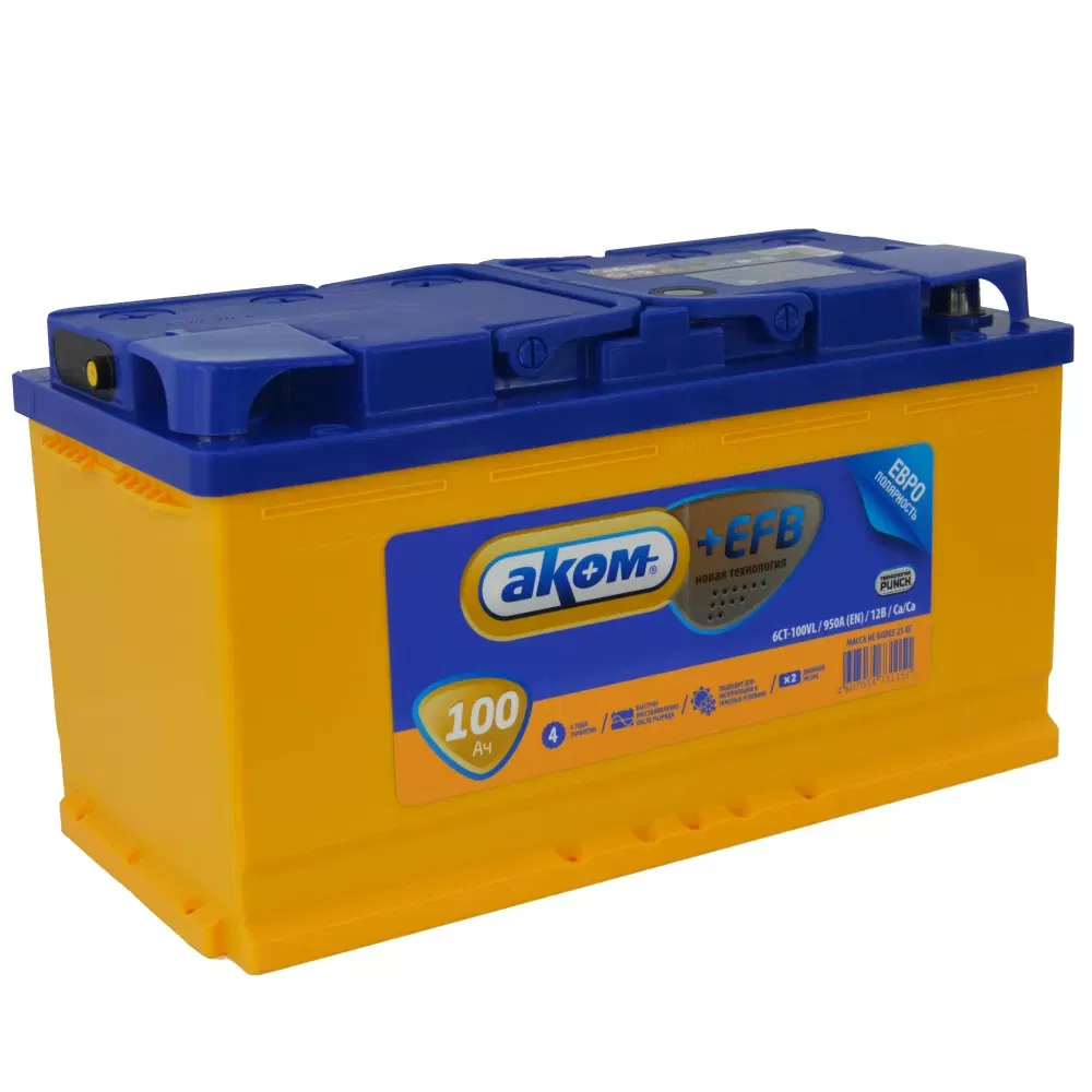 Аккумулятор AKOM +EFB 100Ah 950A R+