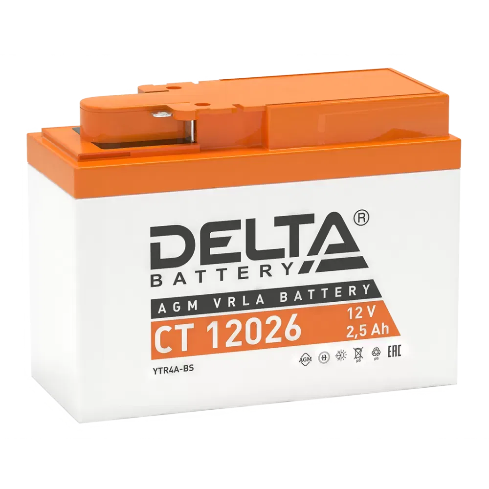 Аккумулятор DELTA СТ 12026 (2,5Ah) бок YTX4A-BS