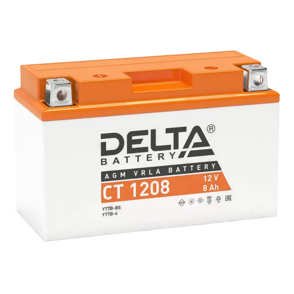 Аккумулятор DELTA СТ 1208 (8Ah) YT7B-BS, YT7B-4, YT9B-BS