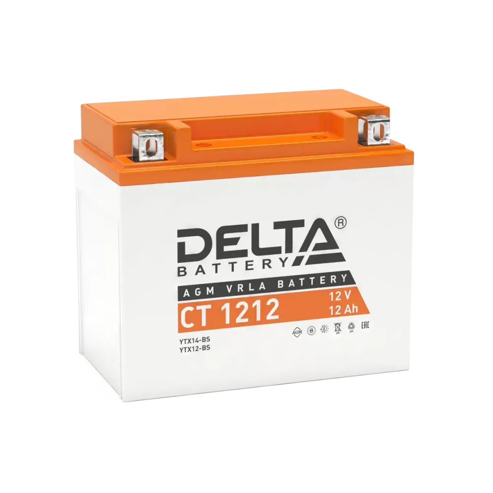 Аккумулятор DELTA СТ 1212 (12Ah) YTX14-BS,YTX12-BS
