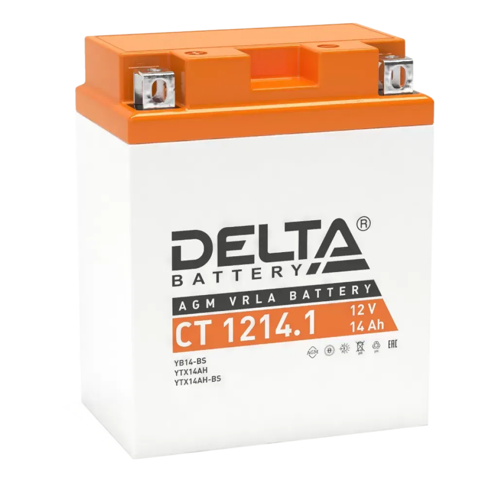 Аккумулятор DELTA СТ 1214.1 (14Ah) YB14-BS, YTX14AH, YTX14AH-BS