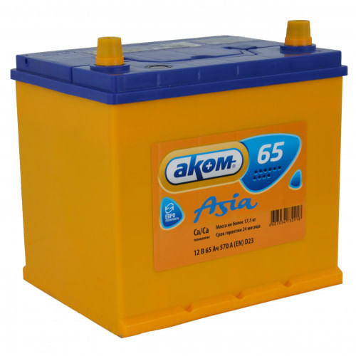 Аккумулятор AKOM ASIA 65Ah 570A R+