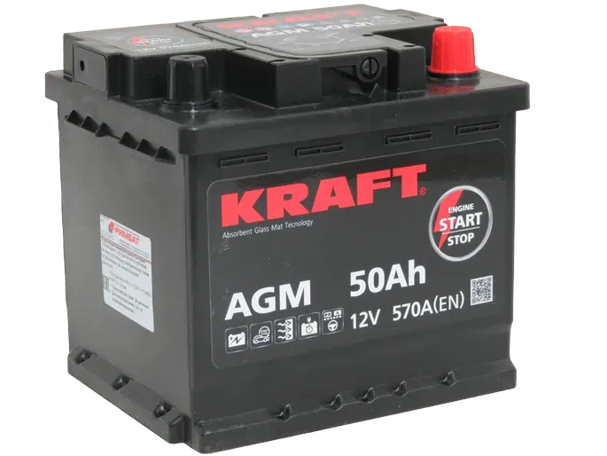 Аккумулятор KRAFT AGM 50Ah 570A R+