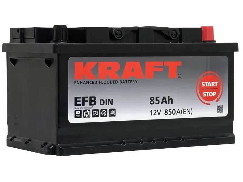Аккумулятор KRAFT EFB 85Ah 850A R+ низкий