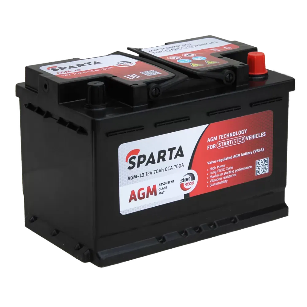 Аккумулятор SPARTA AGM 70Ah 760A R+
