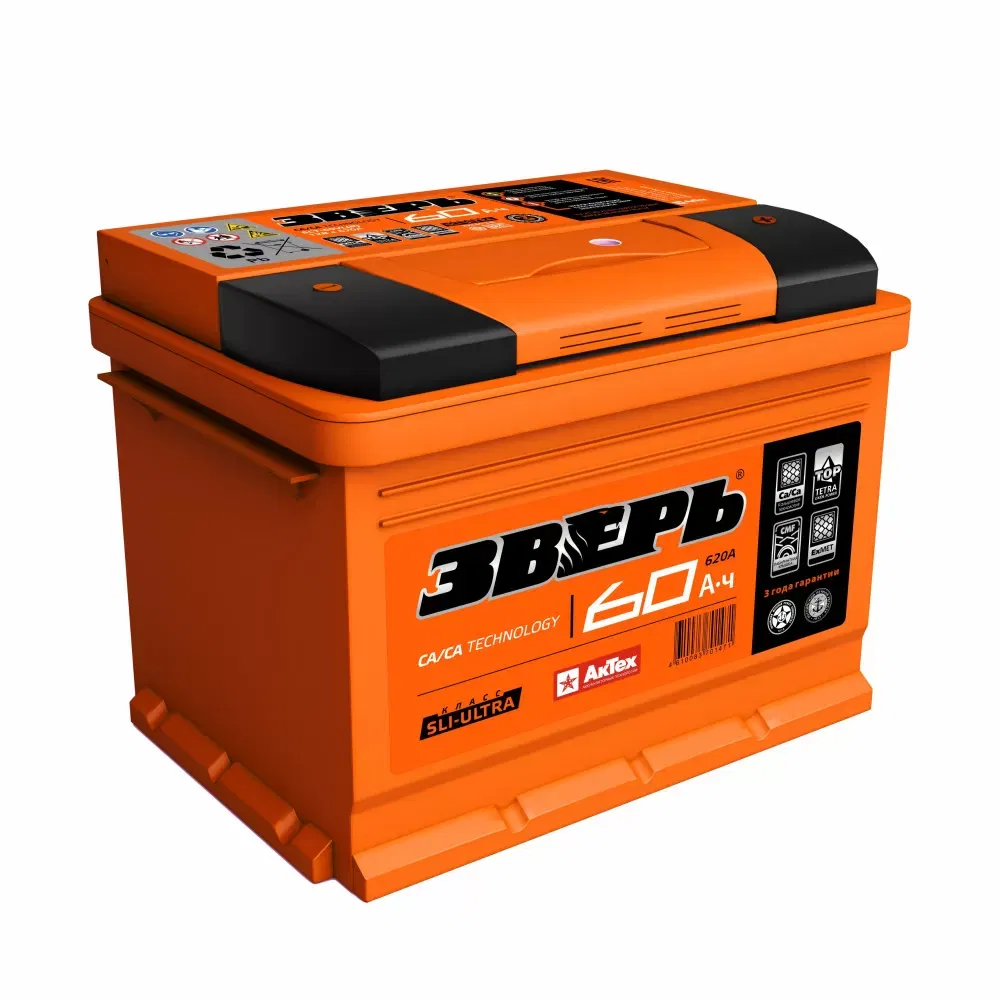 Аккумулятор ЗВЕРЬ 60Ah 620A L+
