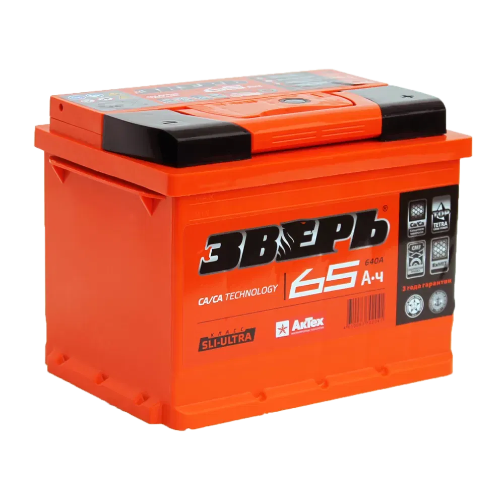 Аккумулятор ЗВЕРЬ 65Ah 640A R+