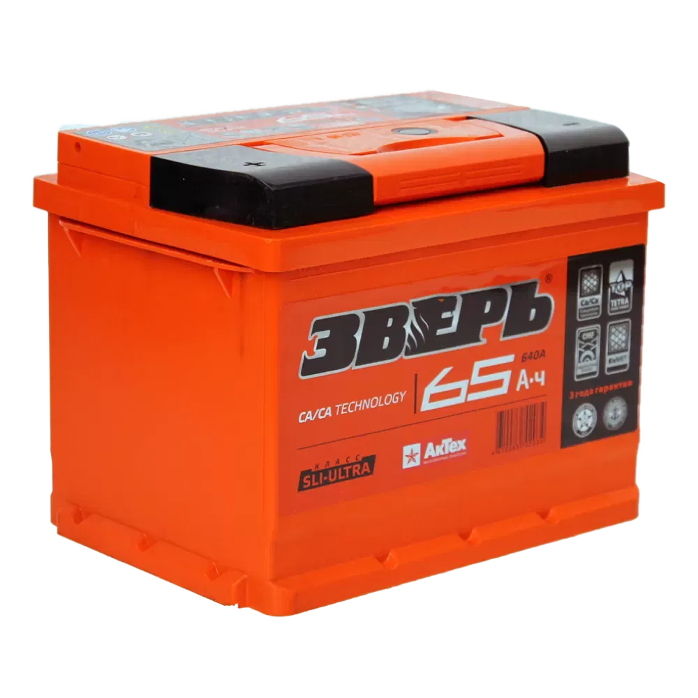 Аккумулятор ЗВЕРЬ 65Ah 640A L+
