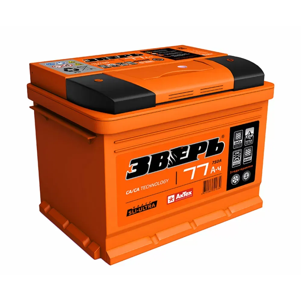 Аккумулятор ЗВЕРЬ 77Ah 750A R+