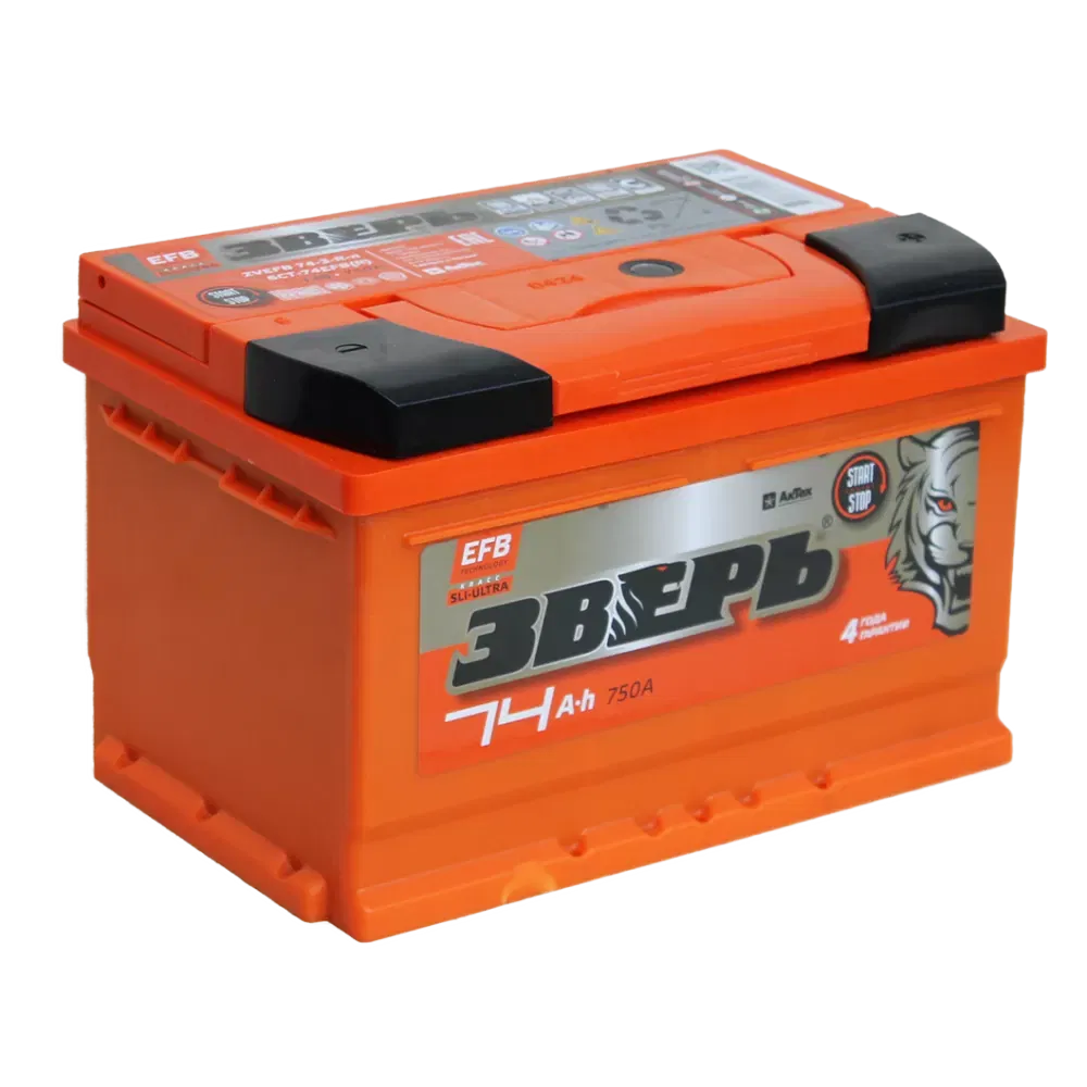 Аккумулятор ЗВЕРЬ EFB 74Ah 780A R+ низкий