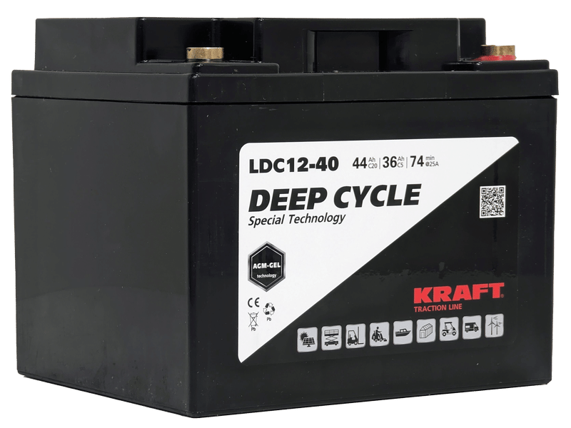 Аккумулятор KRAFT 12V-44Ah(C20) L+