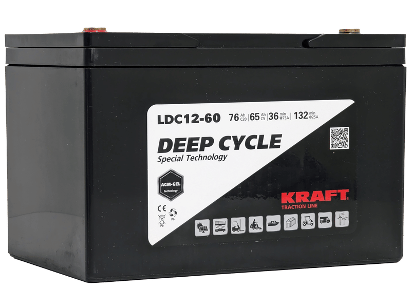 Аккумулятор KRAFT 12V-76Ah(C20) L+