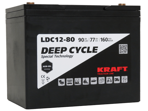 Аккумулятор KRAFT 12V-90Ah(C20) L+