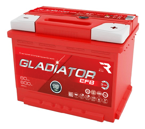 Аккумулятор GLADIATOR EFB 60Ah 600A R+