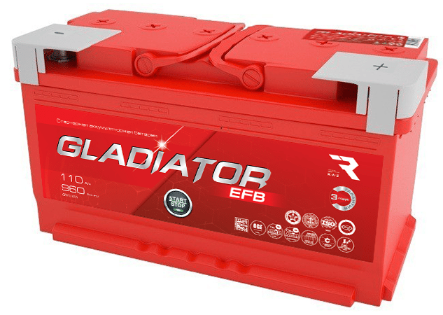 Аккумулятор GLADIATOR EFB 110Ah 960A R+