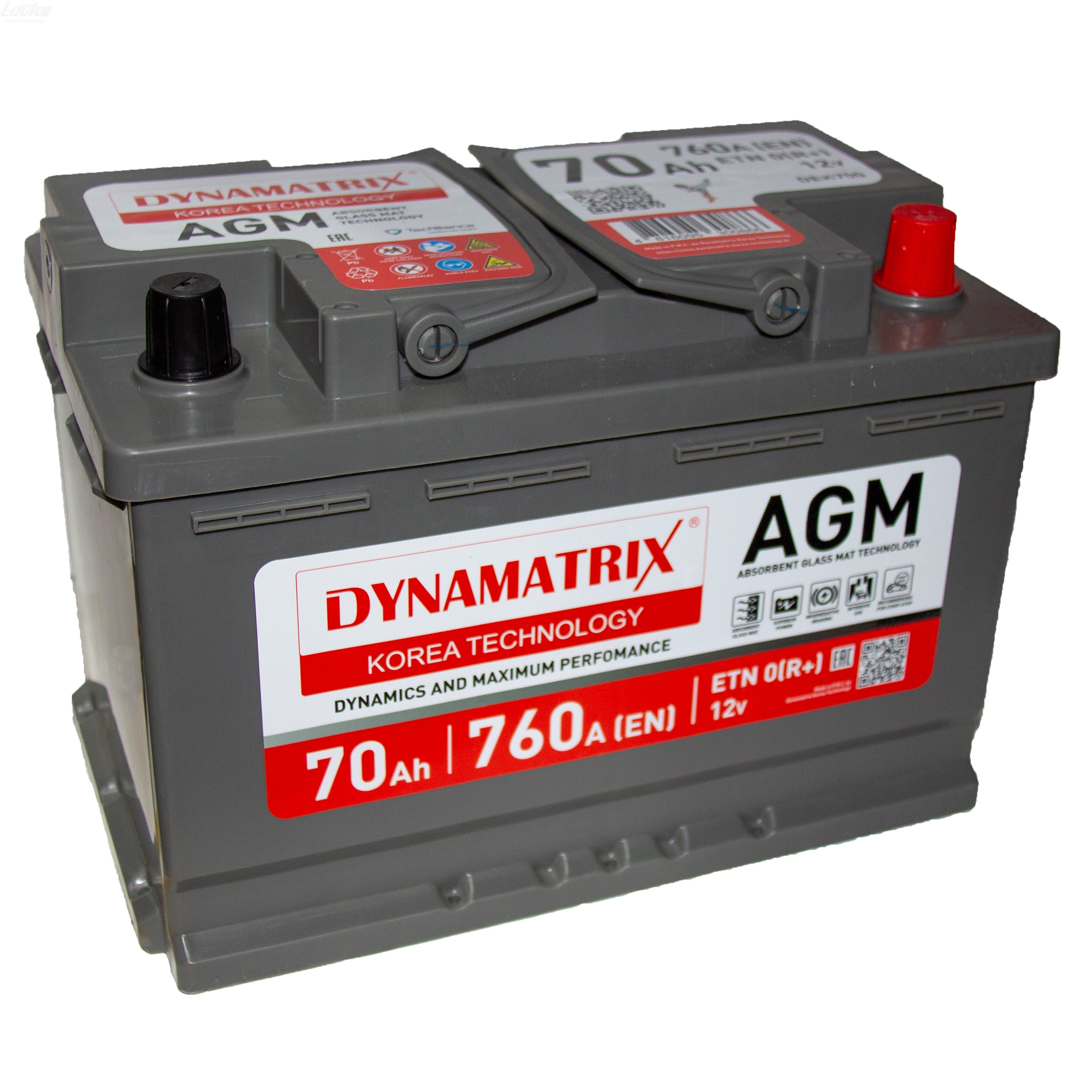 Аккумулятор DYNAMATRIX-KOREA AGM 70Ah 760A R+