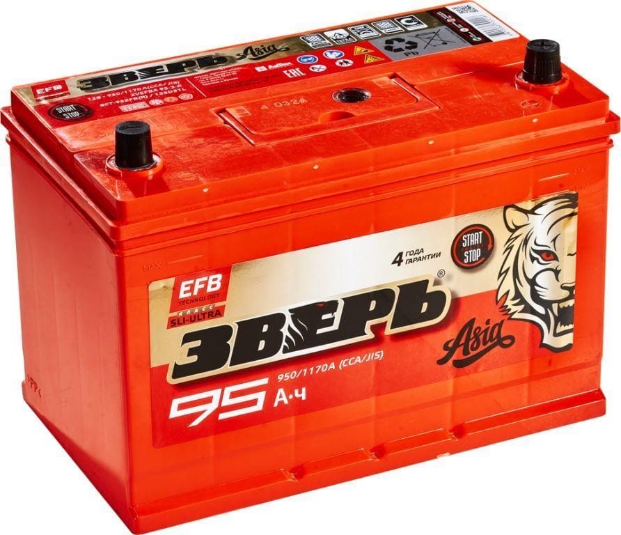 Аккумулятор ЗВЕРЬ EFB ASIA 95Ah 950A R+