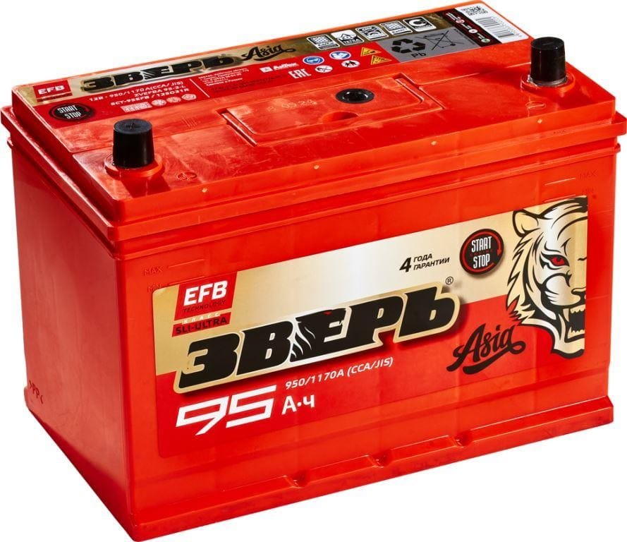 Аккумулятор ЗВЕРЬ EFB ASIA 95Ah 950A L+