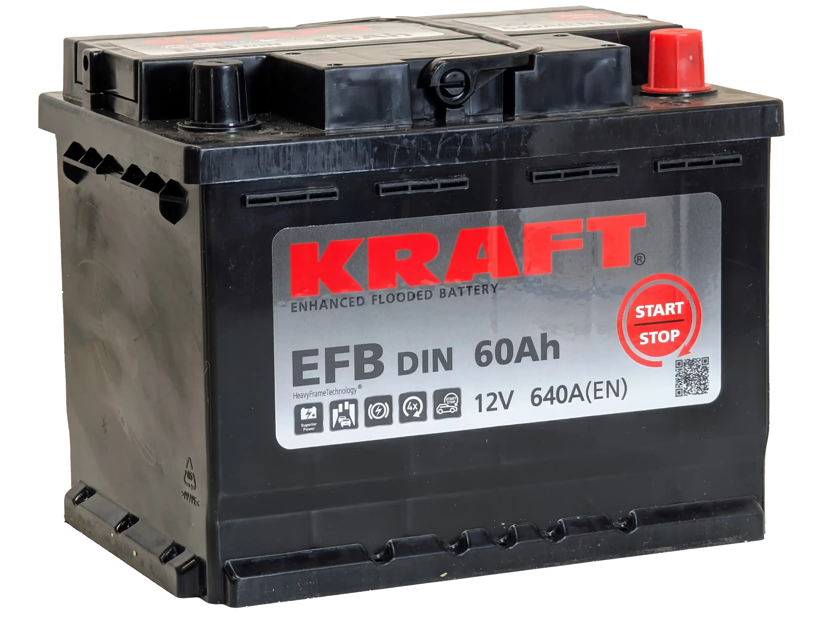 Аккумулятор KRAFT EFB 60Ah 640A R+
