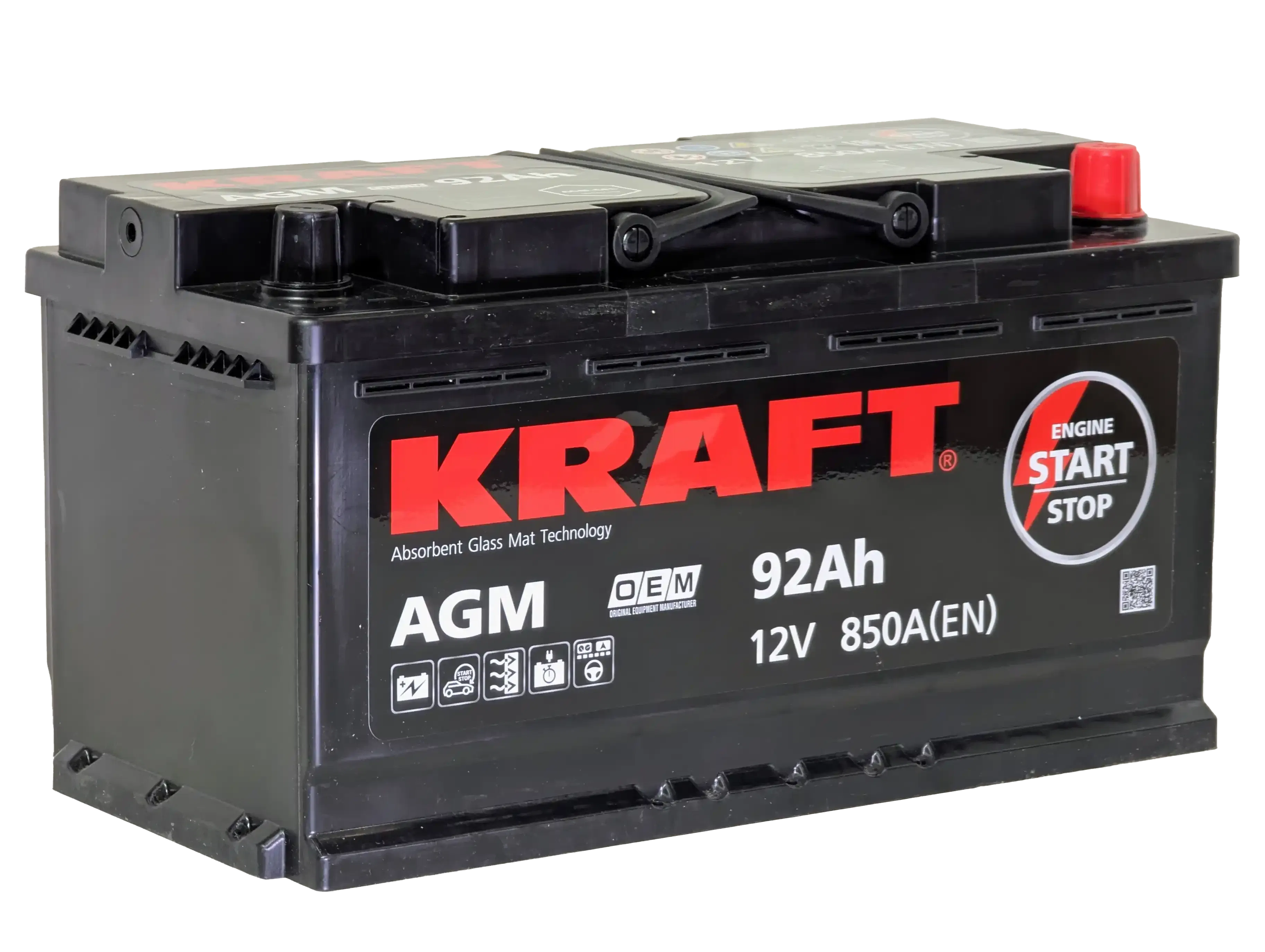 Аккумулятор KRAFT AGM 92Ah 850A R+