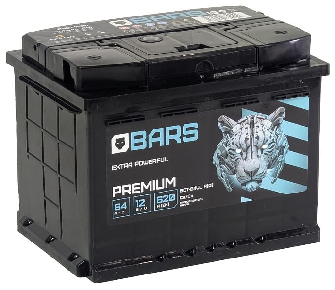 Аккумулятор BARS Premium 64Ah 620A R+