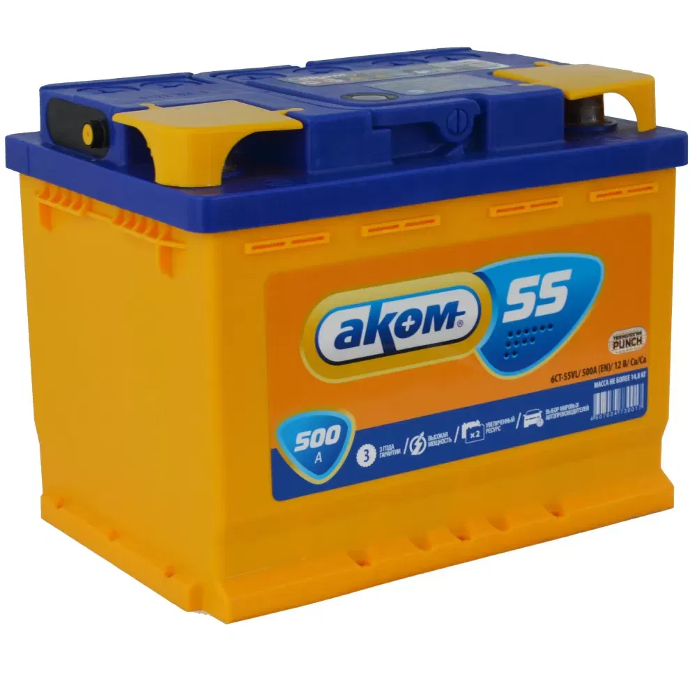 Аккумулятор AKOM 55Ah 500A L+