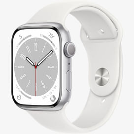 Apple Watch Series 8 GPS 45mm Silver Aluminium Case with White Sport Band - Regular Apple MP6N3