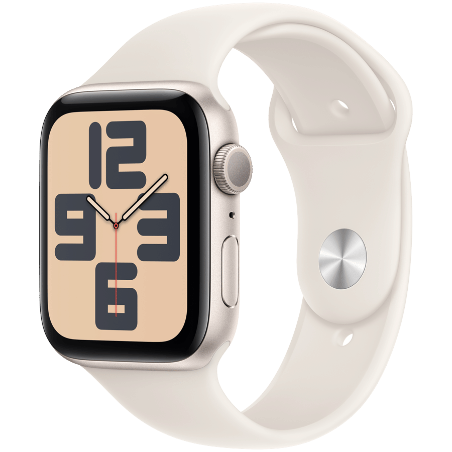 Apple Watch SE 2024 GPS 44mm Starlight Aluminium Case with Starlight Sport Band - M/L Apple MXEV3