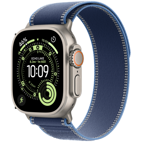 Watch Ultra 3 GPS + Cellular 49mm Natural Titanium Case with Blue/Bright Blue Trail Loop - S/M Apple MEWR4