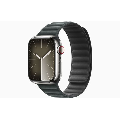 New Watch Series 9 GPS + Cellular, 41mm Silver Stainless Steel Case with Evergreen Magnetic Link - S/M Apple MTJ53