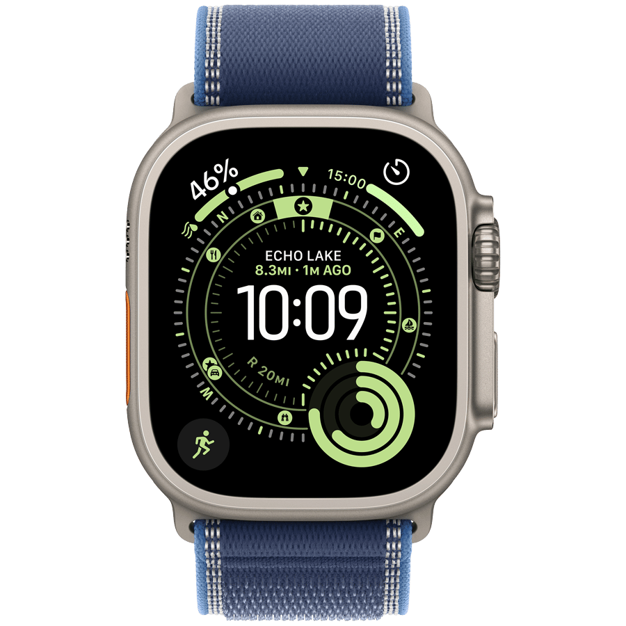 Watch Ultra 3 GPS + Cellular 49mm Natural Titanium Case with Blue/Bright Blue Trail Loop - M/L Apple MEWU4