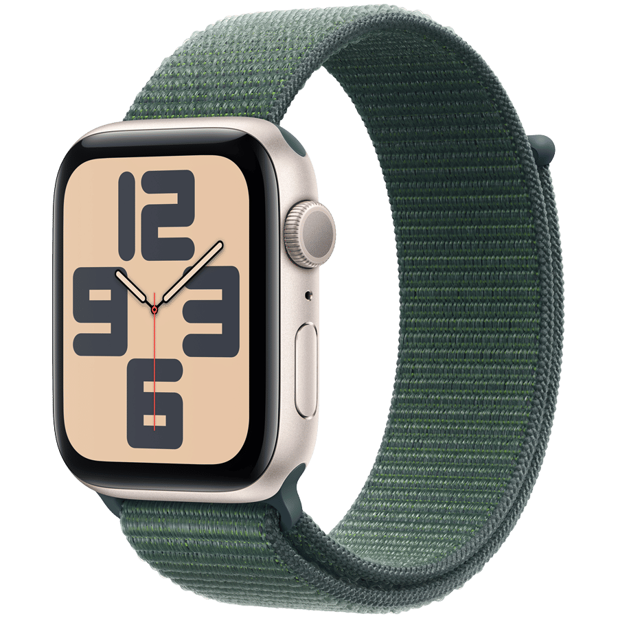 Apple Watch SE 2024 GPS 44mm Starlight Aluminium Case with Lake Green Sport Loop Apple MXEW3
