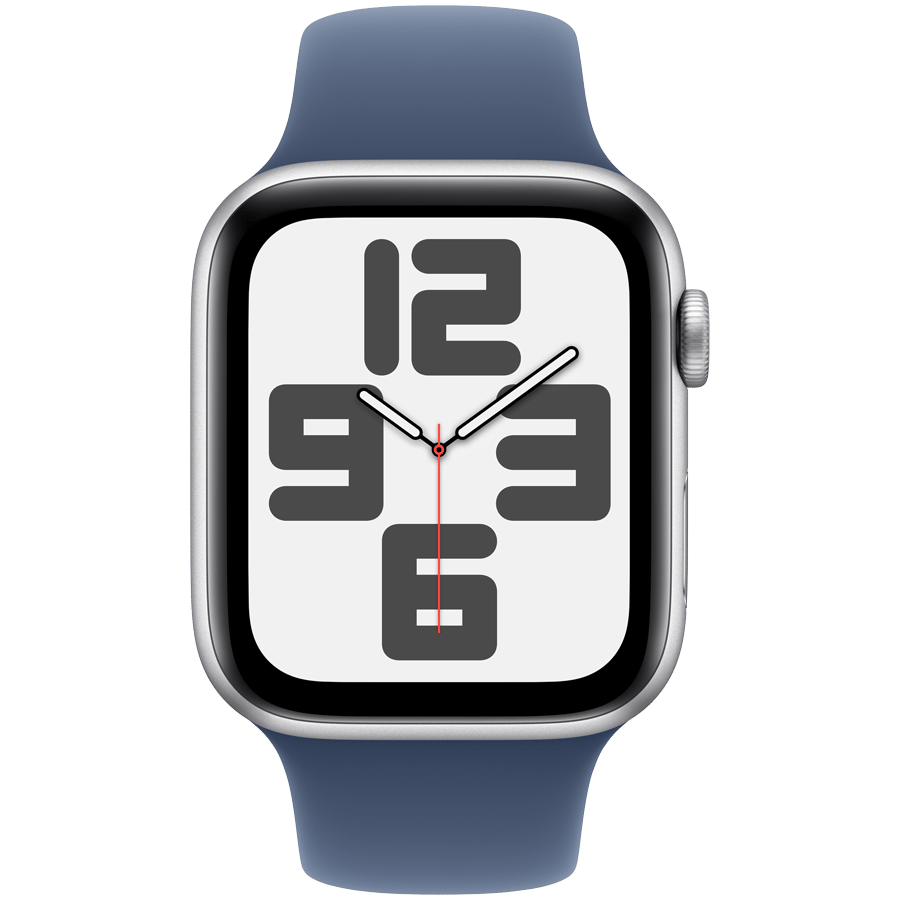 Apple Watch SE 2024 GPS 44mm Silver Aluminium Case with Denim Sport Band - M/L Apple MXER3