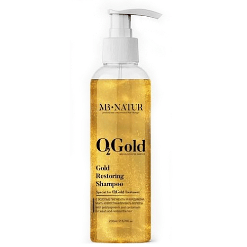 Золотой шампунь премиум класса с кардамоном MB-Natur O2Gold Gold Restoring Shampoo 100ml