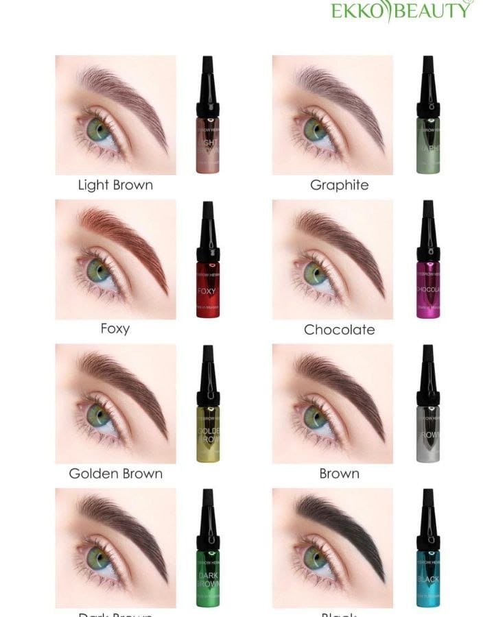 Набор хны 3 оттенка Брюнет/Шатен EkkoBeauty для окрашивания бровей