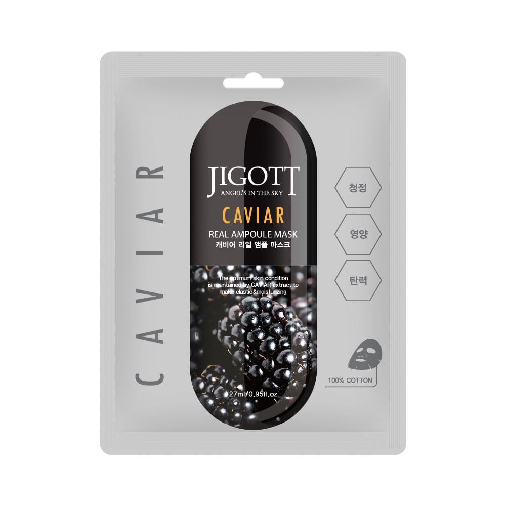 НАБОР Тканевая маска для лица ИКРА , 10 шт*27 мл JIGOTT CAVIAR Real Ampoule Mask