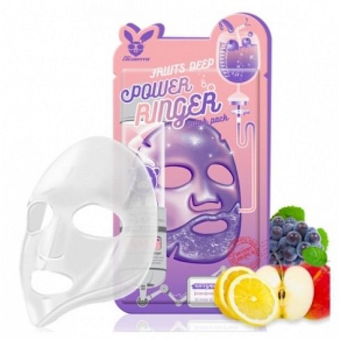 НАБОР Тканевая маска для лица ФРУКТЫ , 10 шт ELIZAVECCA Fruits Deep Power Ringer Mask Pack