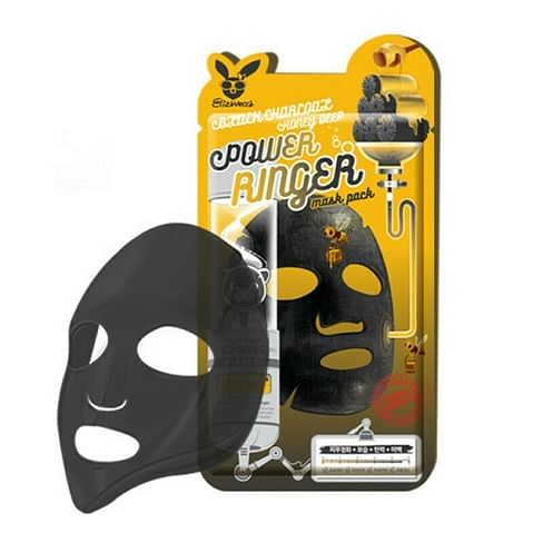 НАБОР Тканевая маска для лица ДРЕВЕСНЫЙ УГОЛЬ , 10 шт ELIZAVECCA Black Charcoal Honey Deep Power Ringer Mask Pack
