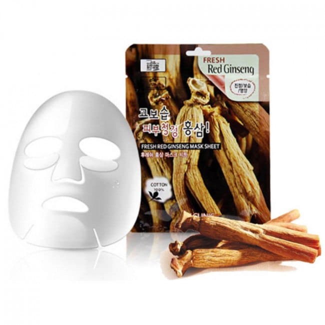 НАБОР Тканевая маска для лица КРАСНЫЙ ЖЕНЬШЕНЬ, 10 шт 3W CLINIC Fresh Red Ginseng Mask Sheet