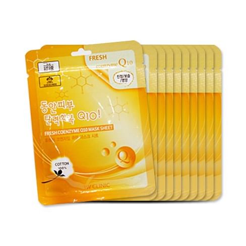 НАБОР Тканевая маска для лица КОЭНЗИМ, 10 шт 3W CLINIC Fresh Coenzyme Q 10 Mask Sheet